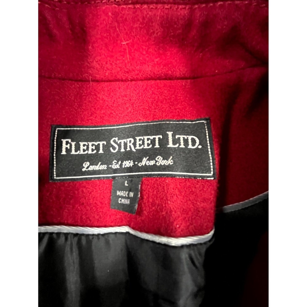 Fleet Street Ltd Blend Peacoat Womens Large Red Wool Lined Notch Lapel Warm Wear - Picture 4 of 8